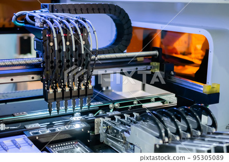 Automatic SMD pick and place machine assembling computer circuit board 95305089