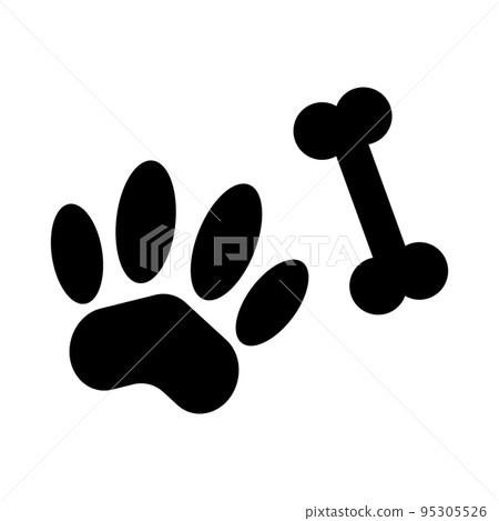 Paw and bone silhouette icon. pet. vector. Paw and bone silhouette icon. pet. vector. 95305526