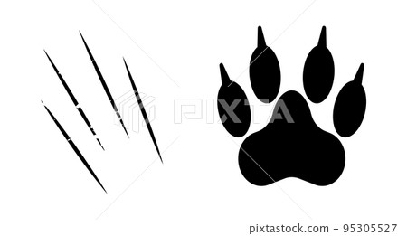 Paws with claws. Nail scratches. animal attack. vector. 95305527