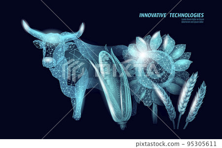 3D wheat ears corn sunflower grain meat beef . World food Day hunger awareness. Help charity food help global international refugees vector illustration 95305611
