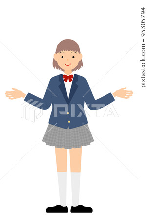 女學生，西裝外套制服，張開雙手的手勢 95305794
