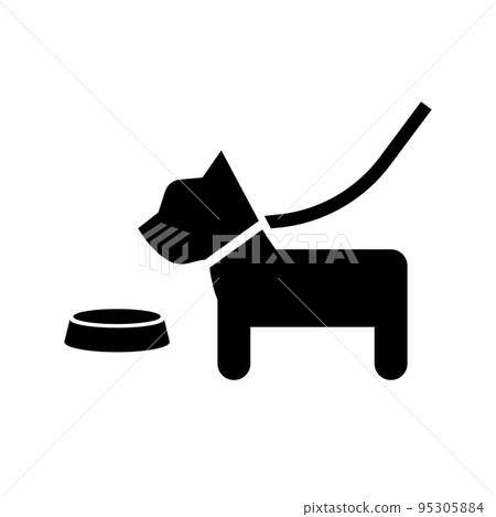 寵物食品和狗剪影圖標。向量。 寵物食品和狗剪影圖標。向量。 95305884