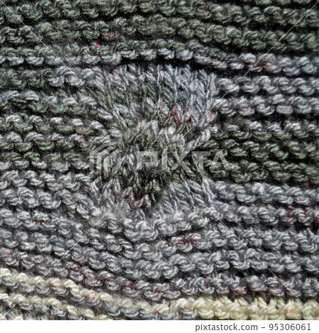 Handmade knitted fabric grey wool background texture 95306061