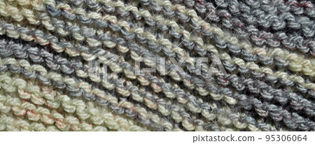Handmade knitted fabric grey wool background texture 95306064