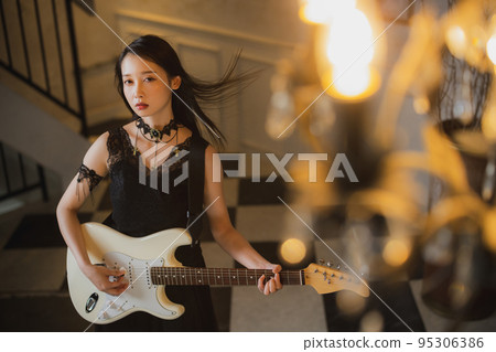 musician electric guitar musician electric guitar 95306386
