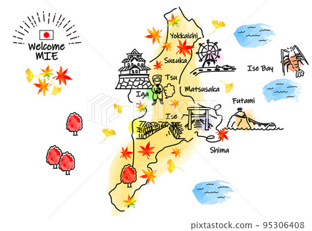 三重縣秋季旅遊景點簡單線描圖 三重縣秋季旅遊景點簡單線描圖 95306408