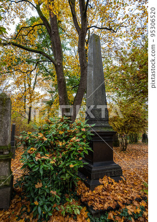 View of famous Old North Cemetery of Munich, Germany with historic gravestones. View of famous Old North Cemetery of Munich, Germany with historic gravestones. 95306520