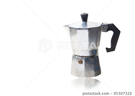 Moka Pot Italian coffee maker isolated on white background on Coffee pot on white background clipingpart 95307328