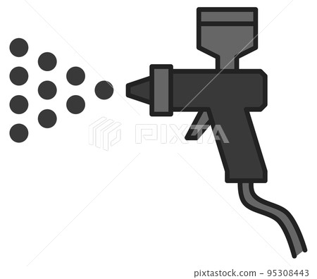 Illustration of an air spray gun that sprays and paints 95308443