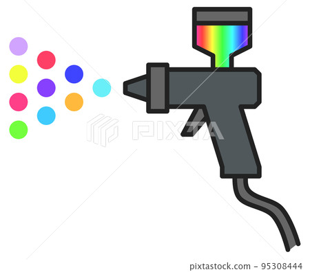 Illustration of an air spray gun that sprays and paints 95308444