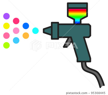 Illustration of an air spray gun that sprays and paints 95308445