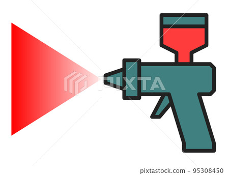 Illustration of an air spray gun that sprays and paints 95308450