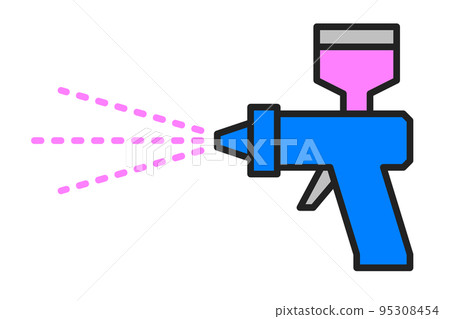 Illustration of an air spray gun that sprays and paints 95308454