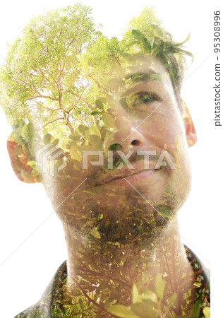 A portrait of a man combined with trees 95308996