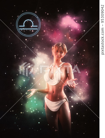 Libra girl in ancient Greek outfit in space Libra girl in ancient Greek outfit in space 95309042