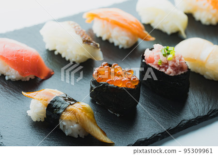Sushi black background luxury Sushi black background luxury 95309961