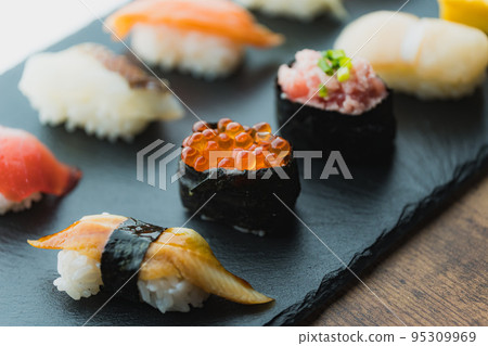 Sushi black background luxury Sushi black background luxury 95309969