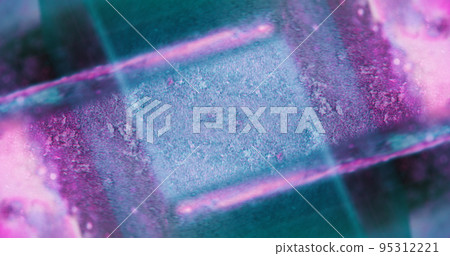 Neon light background for logo. Blur color frame. Futuristic illumination. Defocused fluorescent pink blue purple modern geometric abstract copy space wallpaper. 95312221
