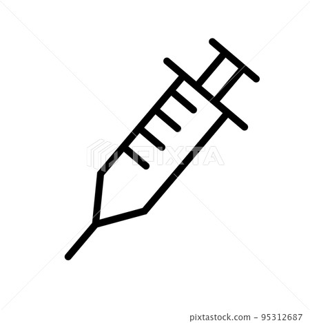 簡單的注射器圖標。預防性注射頭孢病毒疫苗。向量。 95312687