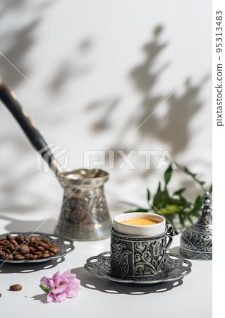 Turkish Coffee in metal cup Turkish Coffee in metal cup 95313483