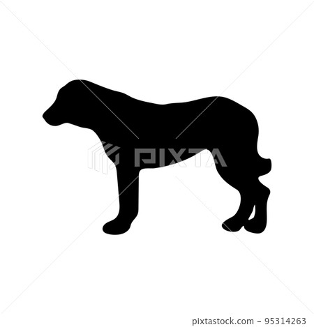 Central Asian Shepherd Dog. Black silhouette of a dog on a white background Central Asian Shepherd Dog. Black silhouette of a dog on a white background 95314263