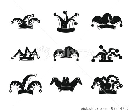 Jester fools hat icons set. Simple illustration of 9 Jester fools hat vector icons for web 95314732