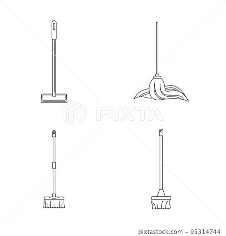 Mop cleaning swab icons set. Outline illustration of 4 mop cleaning swab vector icons for web Mop cleaning swab icons set. Outline illustration of 4 mop cleaning swab vector icons for web 95314744