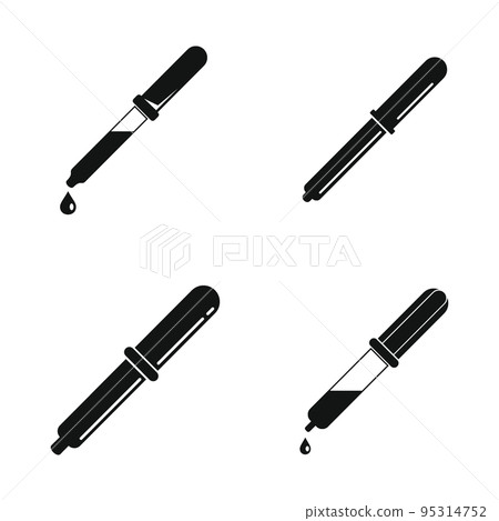 Pipette medical dropper tool icons set. Simple illustration of 4 pipette medical dropper tool vector icons for web 95314752