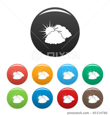 Dark cloudy sun icon. Simple illustration of dark cloudy sun vector icons set color isolated on white Dark cloudy sun icon. Simple illustration of dark cloudy sun vector icons set color isolated on white 95314780