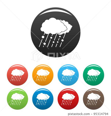 Cloud rain snow icon. Simple illustration of cloud rain snow vector icons set color isolated on white Cloud rain snow icon. Simple illustration of cloud rain snow vector icons set color isolated on white 95314794