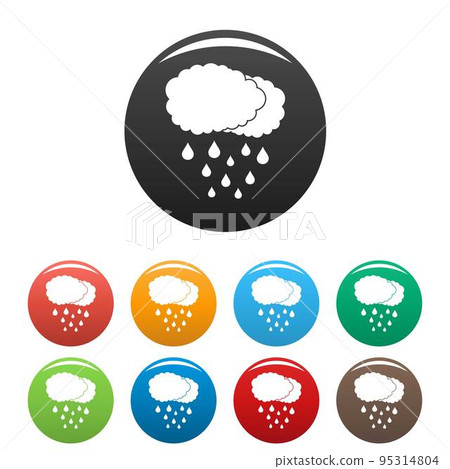 Cloud rain icon. Simple illustration of cloud rain vector icons set color isolated on white Cloud rain icon. Simple illustration of cloud rain vector icons set color isolated on white 95314804