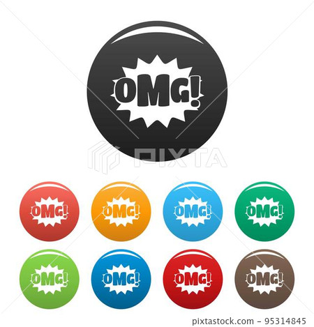Comic boom omg icon. Simple illustration of comic boom omg vector icons set color isolated on white Comic boom omg icon. Simple illustration of comic boom omg vector icons set color isolated on white 95314845