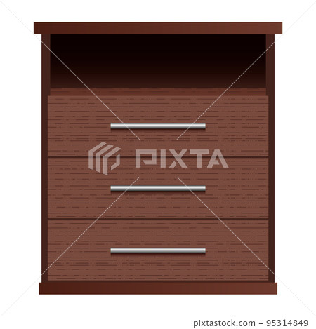 Brown drawers mockup. Realistic illustration of brown drawers vector mockup for web design isolated on white background 95314849