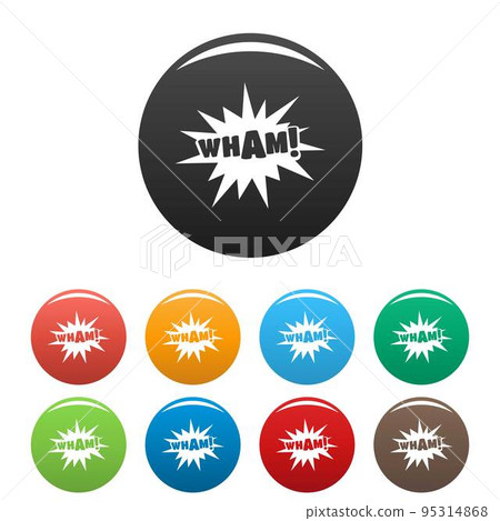 Comic boom wham icon. Simple illustration of comic boom wham vector icons set color isolated on white Comic boom wham icon. Simple illustration of comic boom wham vector icons set color isolated on white 95314868