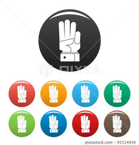 Hand three icon. Simple illustration of hand three vector icons set color isolated on white Hand three icon. Simple illustration of hand three vector icons set color isolated on white 95314939