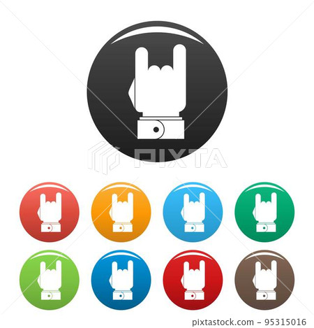 Hand music icon. Simple illustration of hand music vector icons set color isolated on white Hand music icon. Simple illustration of hand music vector icons set color isolated on white 95315016