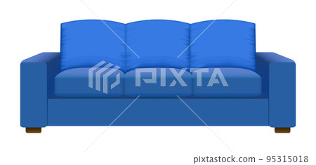 Blue vintage sofa mockup. Realistic illustration of blue vintage sofa vector mockup for web design isolated on white background Blue vintage sofa mockup. Realistic illustration of blue vintage sofa vector mockup for web design isolated on white background 95315018