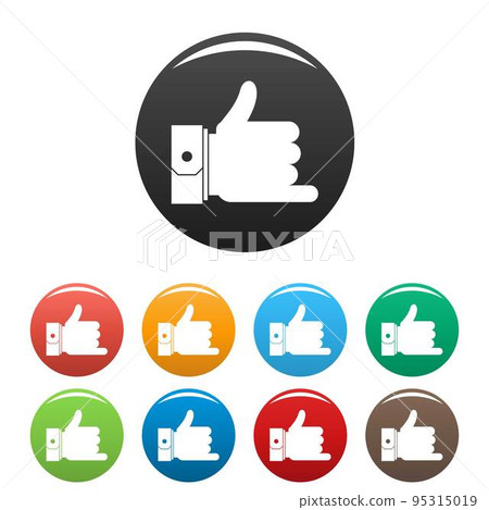 Hand call icon. Simple illustration of hand call vector icons set color isolated on white 95315019