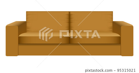 Brown camel sofa mockup. Realistic illustration of brown camel sofa vector mockup for web design isolated on white background 95315021
