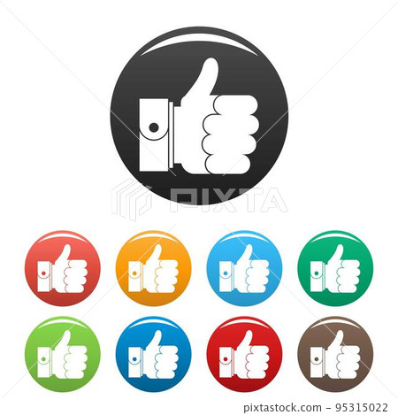 Hand excellent icon. Simple illustration of hand excellent vector icons set color isolated on white Hand excellent icon. Simple illustration of hand excellent vector icons set color isolated on white 95315022