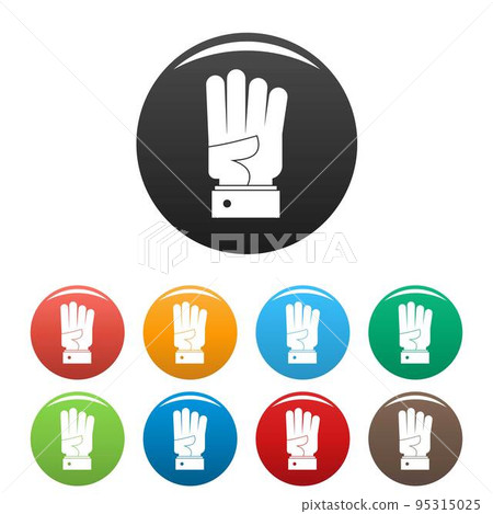 Hand four icon. Simple illustration of hand four vector icons set color isolated on white 95315025