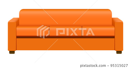 Orange soft sofa mockup. Realistic illustration of orange soft sofa vector mockup for web design isolated on white background Orange soft sofa mockup. Realistic illustration of orange soft sofa vector mockup for web design isolated on white background 95315027