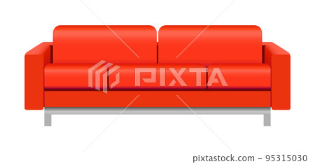 Red sofa mockup. Realistic illustration of red sofa vector mockup for web design isolated on white background Red sofa mockup. Realistic illustration of red sofa vector mockup for web design isolated on white background 95315030