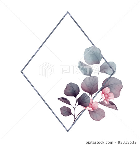 Floral design frame. Wedding seasonal flower card. Floral composition. Isolated on white. Floral design frame. Wedding seasonal flower card. Floral composition. Isolated on white. 95315532