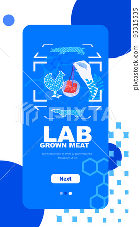 cultured red raw meat made from animal cells artificial lab grown meat production concept vertical 95315535