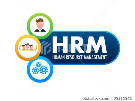 HRM Human Resource Management icon, label badge. Vector stock illustration. 95315548