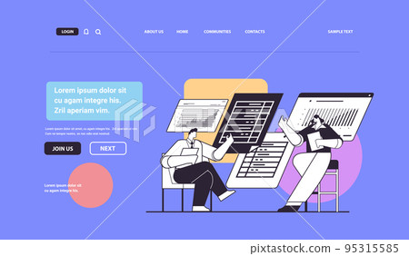 businesspeople analyzing financial data on charts and graphs planning report market analysis accounting teamwork 95315585