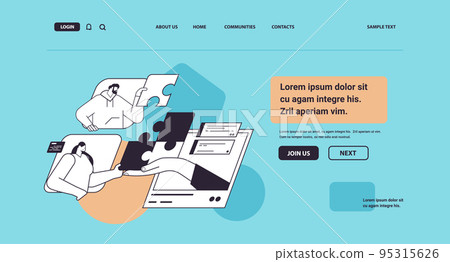 businesspeople putting together puzzle pieces teamwork concept businesspeople putting together puzzle pieces teamwork concept 95315626