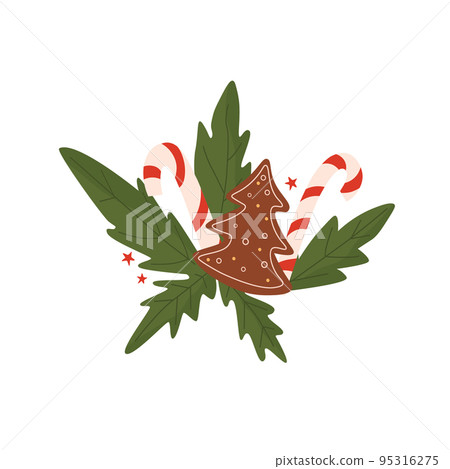Gingerbread Christmas trees. Vector illustration of holiday baking. Christmas collection. 95316275