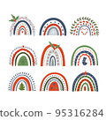 Christmas rainbow vector set. holidays decor. Rainbow for party. Flat cartoon style. Isolated on white background. Stickers with christmas. 95316284